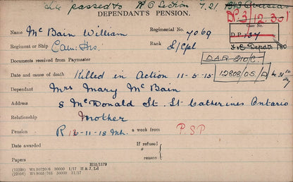 Cameron Highlanders KIA Second Ypres 1915 WW1 Victory Medal from Ardclach Nairn