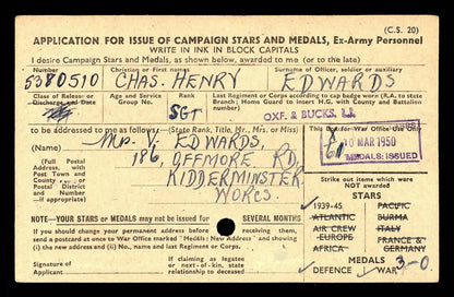 Oxfordshire and Buckinghamshire Light Infantry WW2 Medal Group Sgt. Accidentally Killed 1943