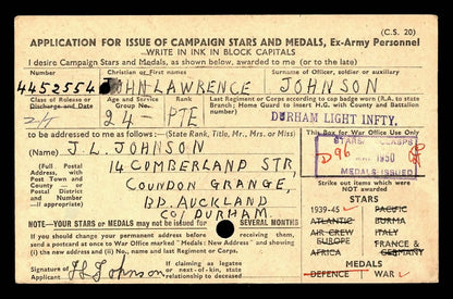 Durham Light Infantry Prisoner of War 1940 POW British WW2 Medal Group Co Durham