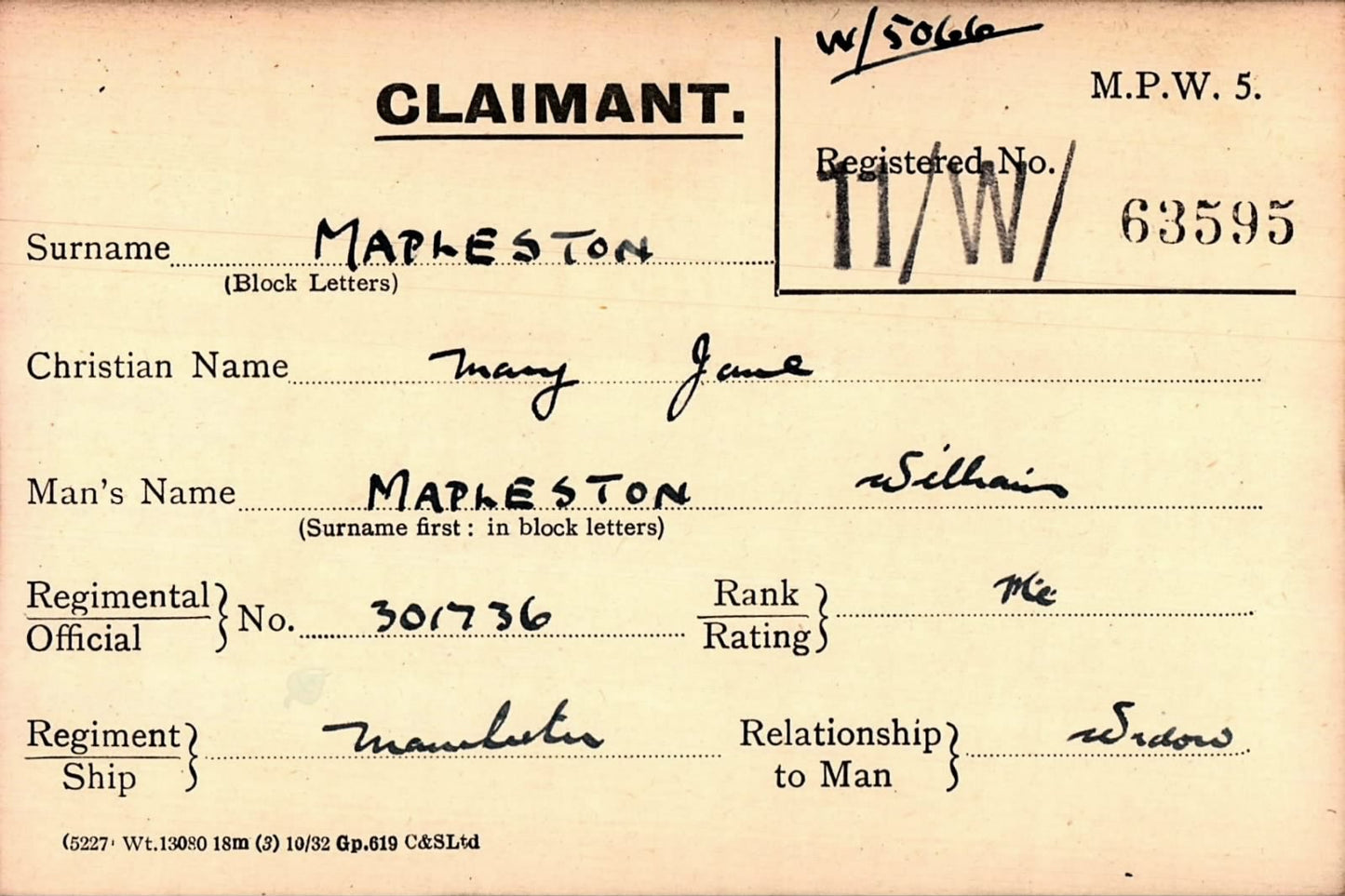 8th Bn. Manchester Regiment - Died of Wounds 1918 - WW1 Victory Medal - From Manchester