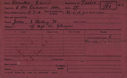 4th & 6th Cameron Highlanders POW 1918 WW1 Medal Pair Glasgow MIA Presumed Dead