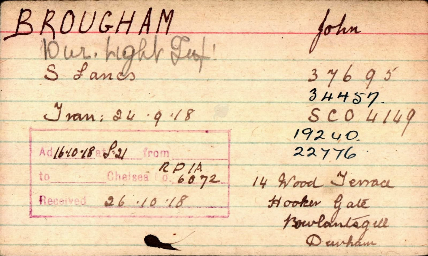 15th Durham Light Infantry - Wounded in Action - WW1 Medal Trio - South Lancashire Regt - Rowlands Gill