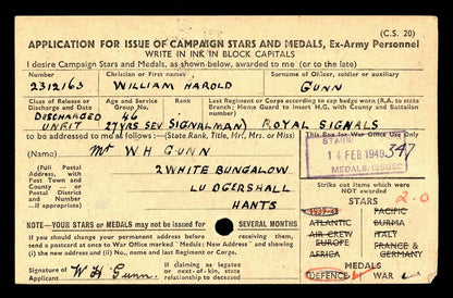 Royal Corps of Signals Long Service & Good Conduct Medal WW2 Service Fulham