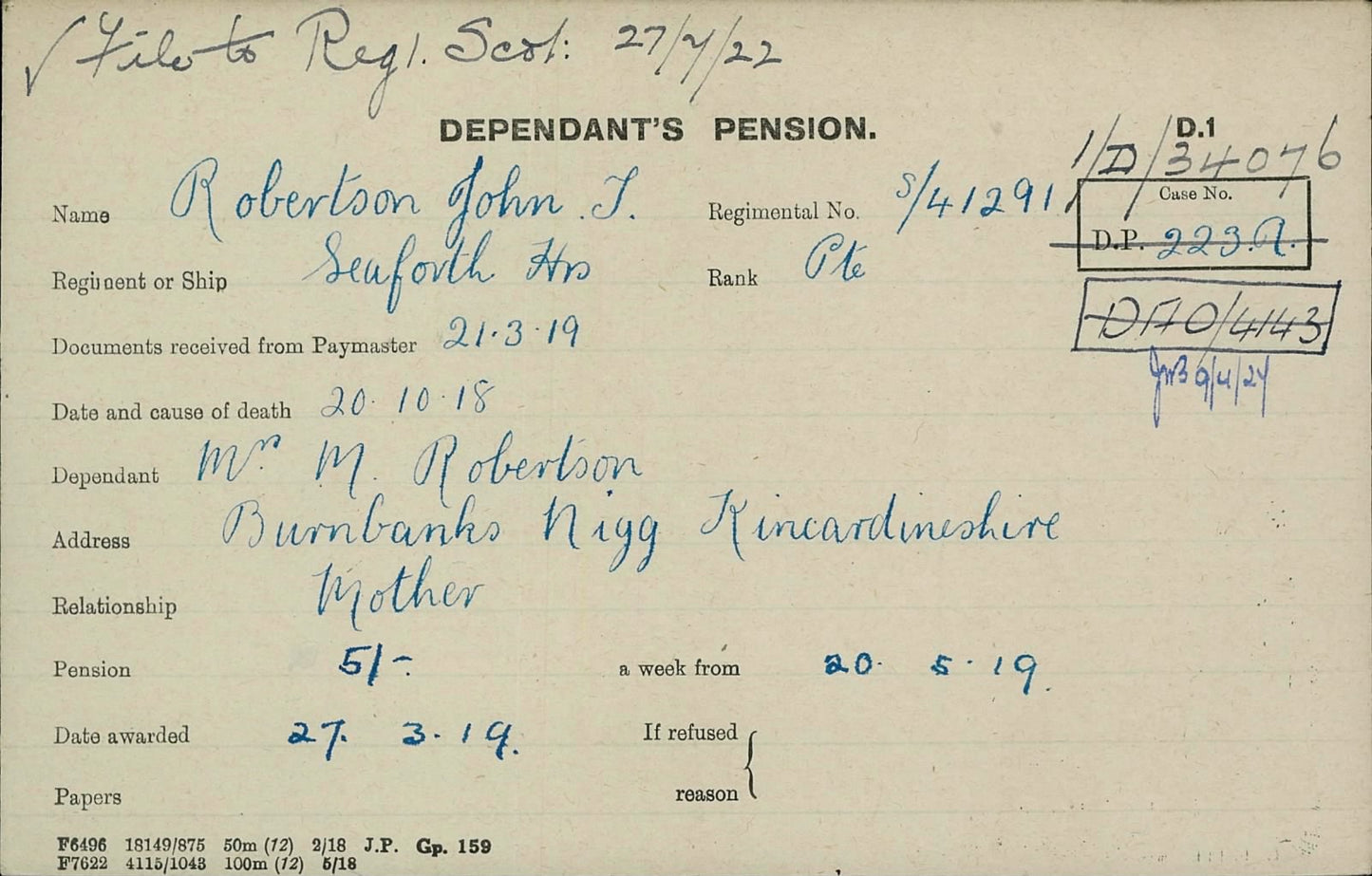 2nd Bn. Seaforth Highlanders - Killed in Action 1918 - WW1 Medal Pair - Late Gordon Highlanders - From Belhelvie, Aberdeen