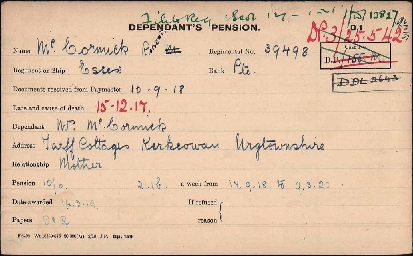 Essex Regiment KIA 1917 Victory Medal WW1 British Late ASC From Kirkcowan