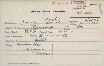 4th Bn. Cameron Highlanders KIA 1917 WW1 Medal Trio from Kincraig, Inverness-shire (BWM Renamed)