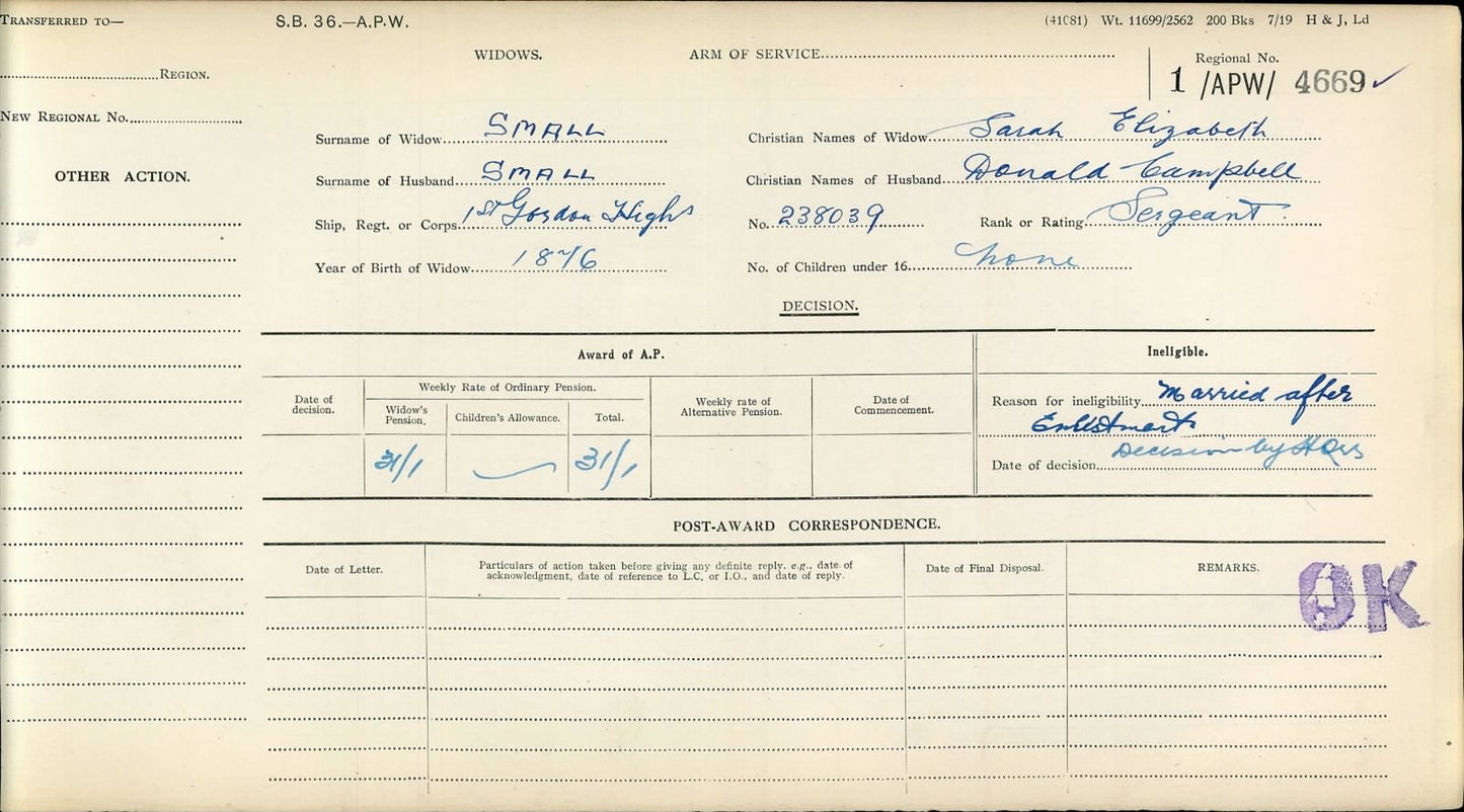 Gordon Highlanders KIA 1917 late 6th Black Watch WW1 British War Medal got TFEM