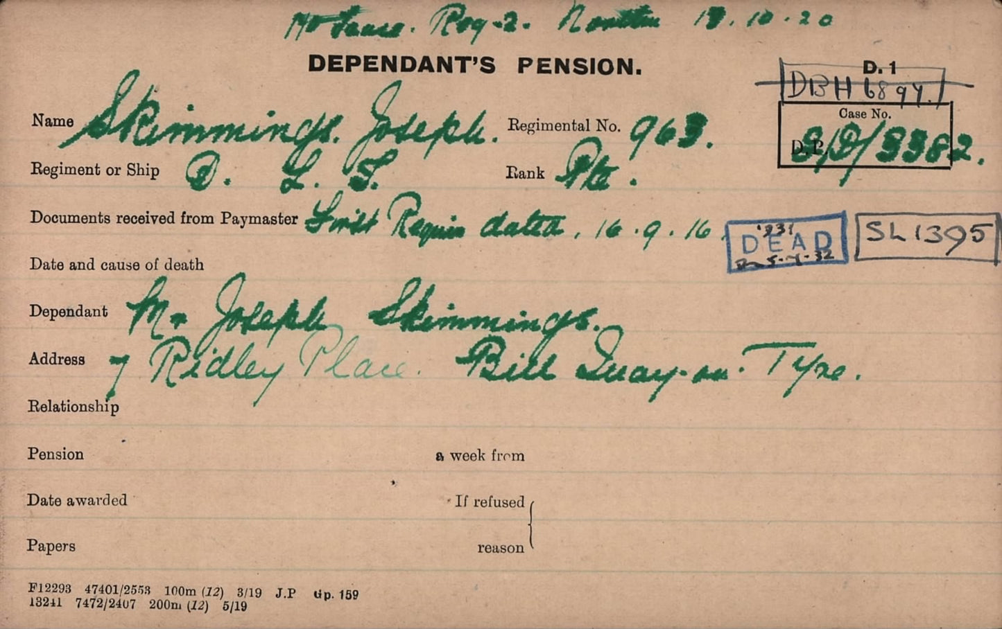 19th Bantams 20th Wearside Durham Light Infantry - Killed in Action Somme 1916 - Memorial Plaque