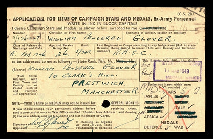 Mentioned in Despatched MID WW2 Medal Group North Africa Royal Army Service Corps RASC from Manchester