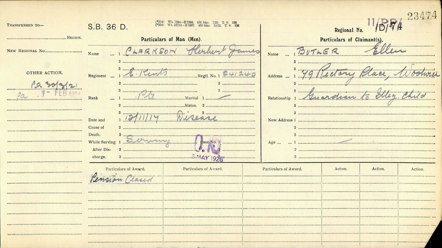 5th Bn. The Buffs (East Kent Regiment) - Died Iraq 1917 - Memorial Plaque - From Woolwich, London