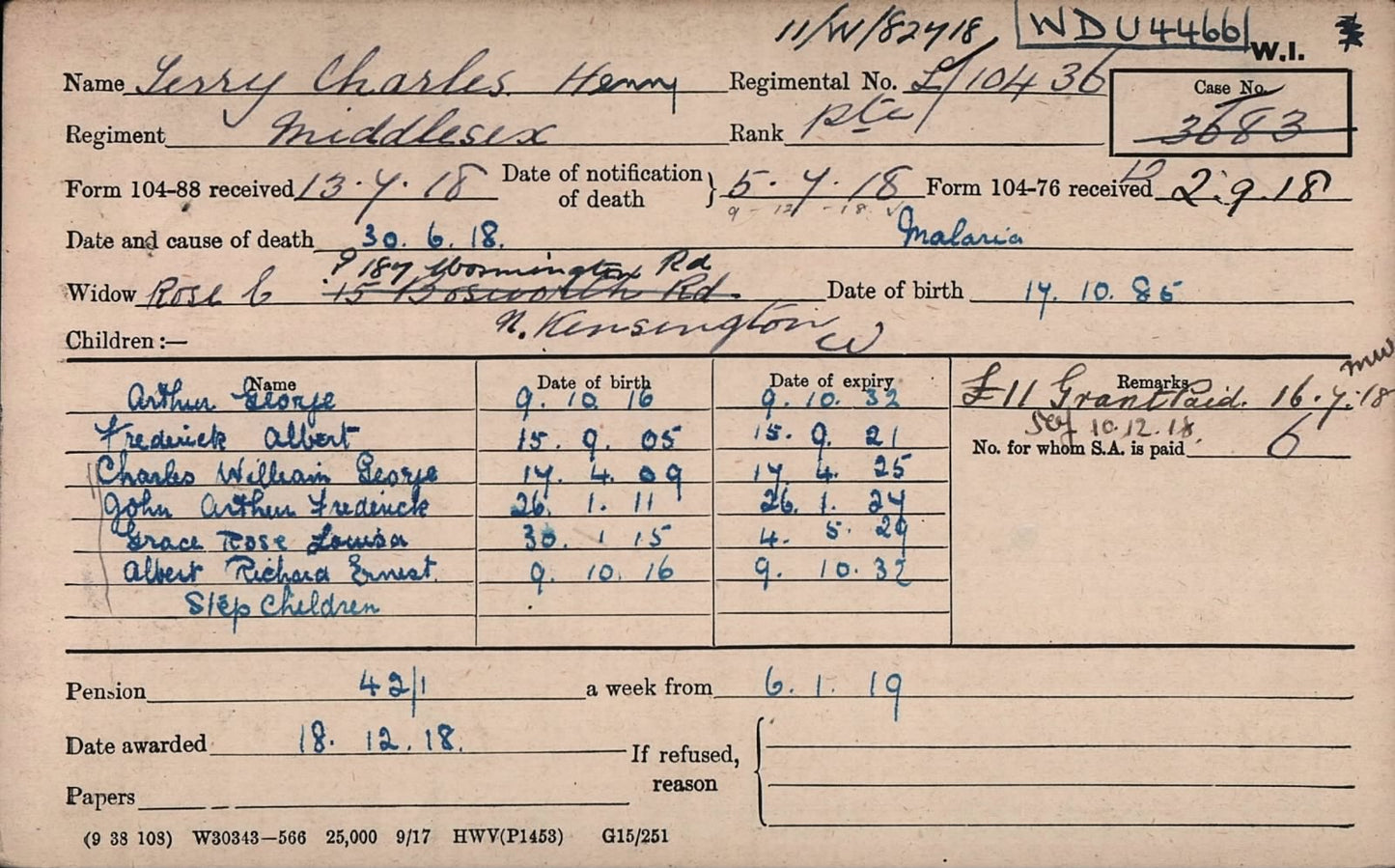 Middlesex Regiment Died Salonika 1918 WW1 British Medal Pair North Kensington