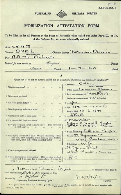 WW2 Australia Service Medal 1939–45 Died 1943 Army Medical Corps WW1 WIA 1917