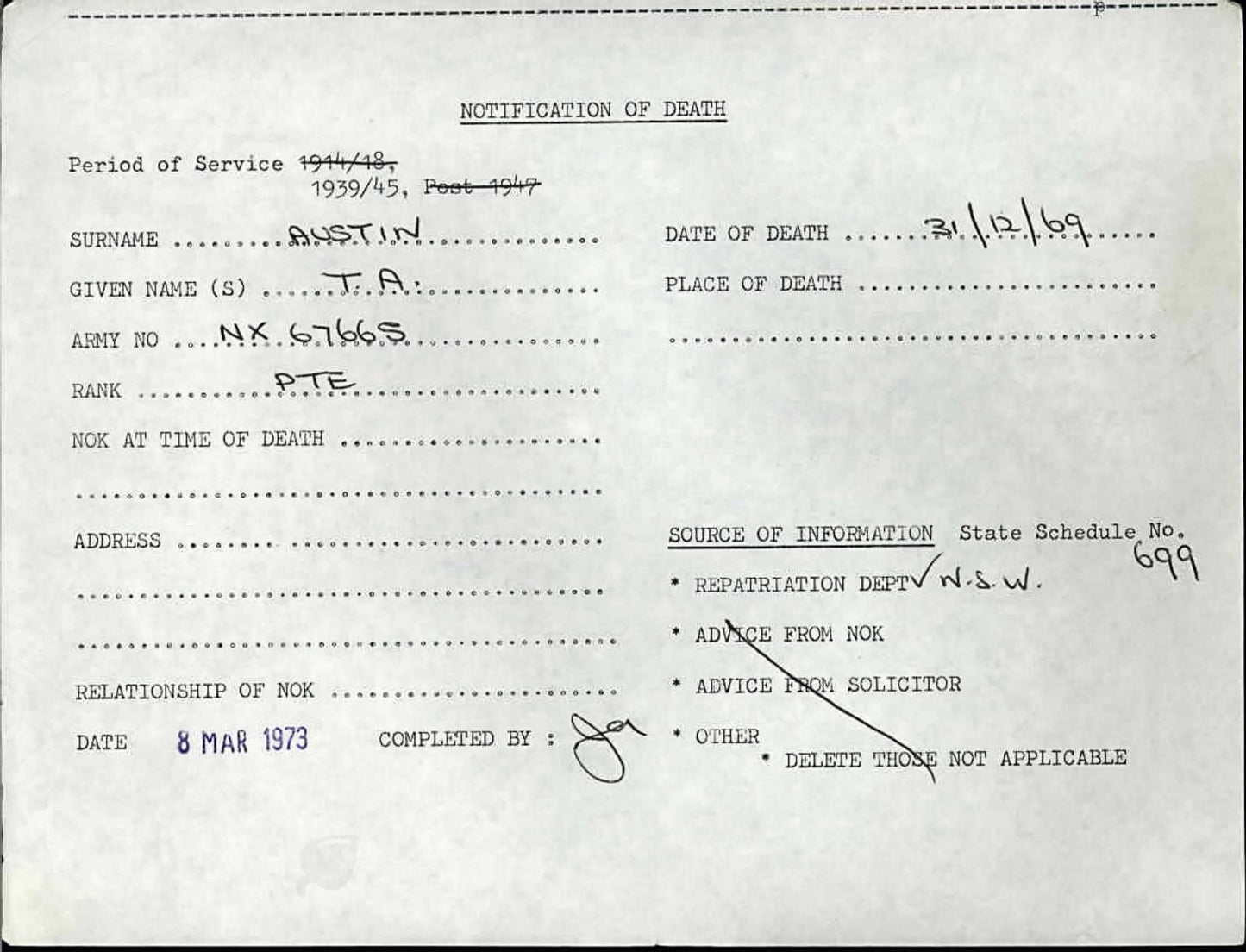 WW2 Australia Service Medal 1939–45 1 Ordnance Workshop Company Africa India