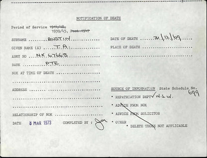 WW2 Australia Service Medal 1939–45 1 Ordnance Workshop Company Africa India