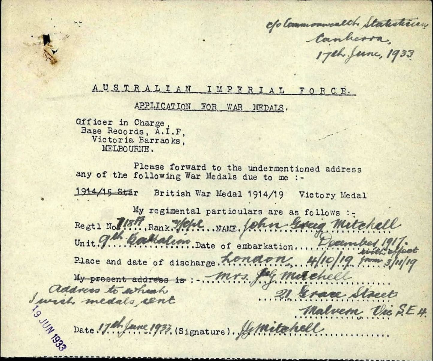 Husband & Wife from Scotland WW2 Australian Service Medals WIA WW1 9th AIF BWM