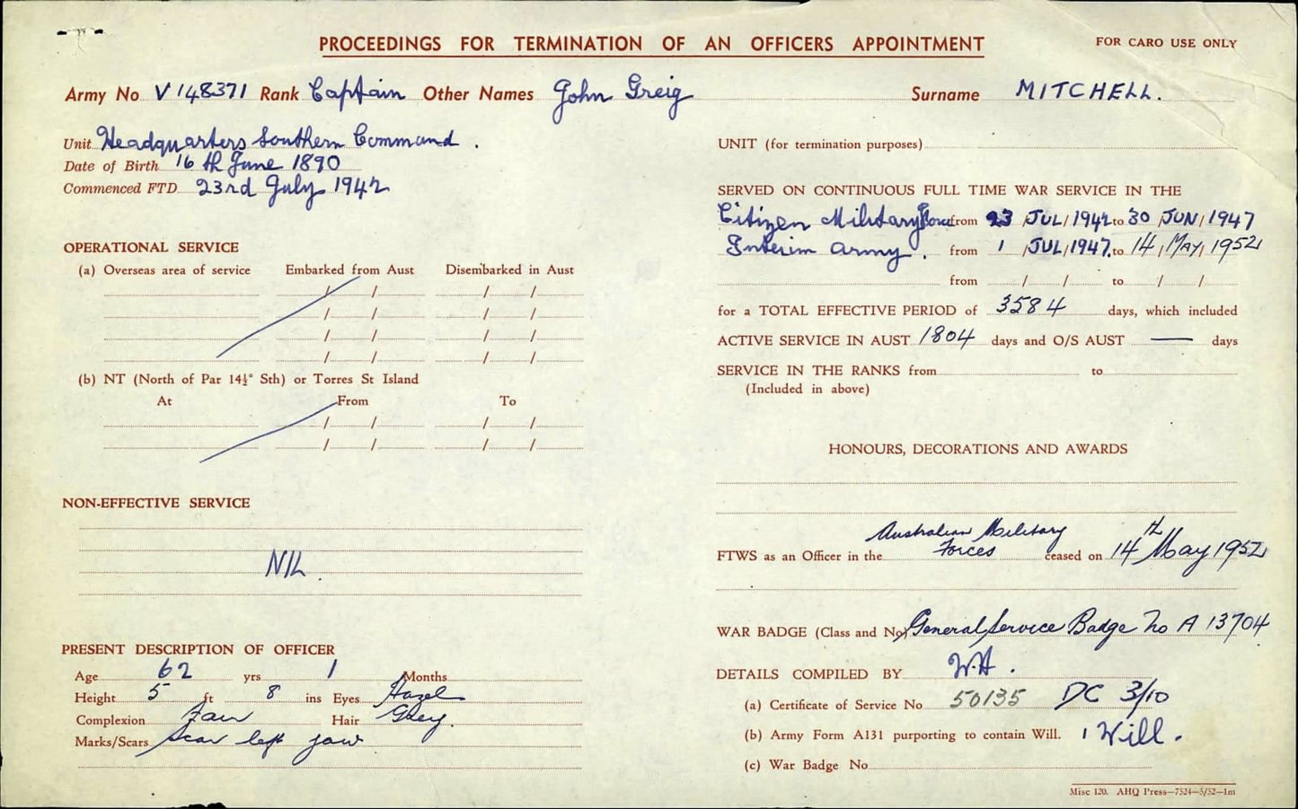 Husband & Wife from Scotland WW2 Australian Service Medals WIA WW1 9th AIF BWM