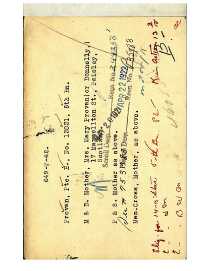 5th Canadian Infantry KIA by Sniper 1915 British War Medal WW1 Paisley Scotland