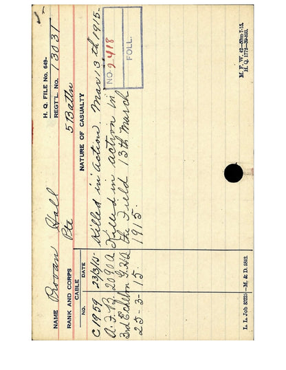 5th Canadian Infantry KIA by Sniper 1915 British War Medal WW1 Paisley Scotland