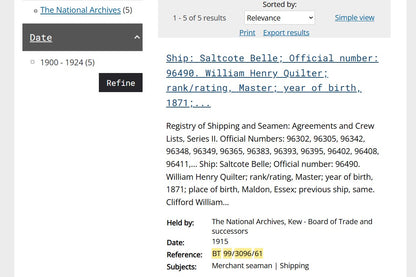 Mercantile Marine WW1 British Medal Pair William QUILTER Captain Ship's Master