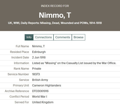 6th Cameron Highlanders POW 1916 British WW1 Medal Trio L/Cpl. Nimmo Edinburgh