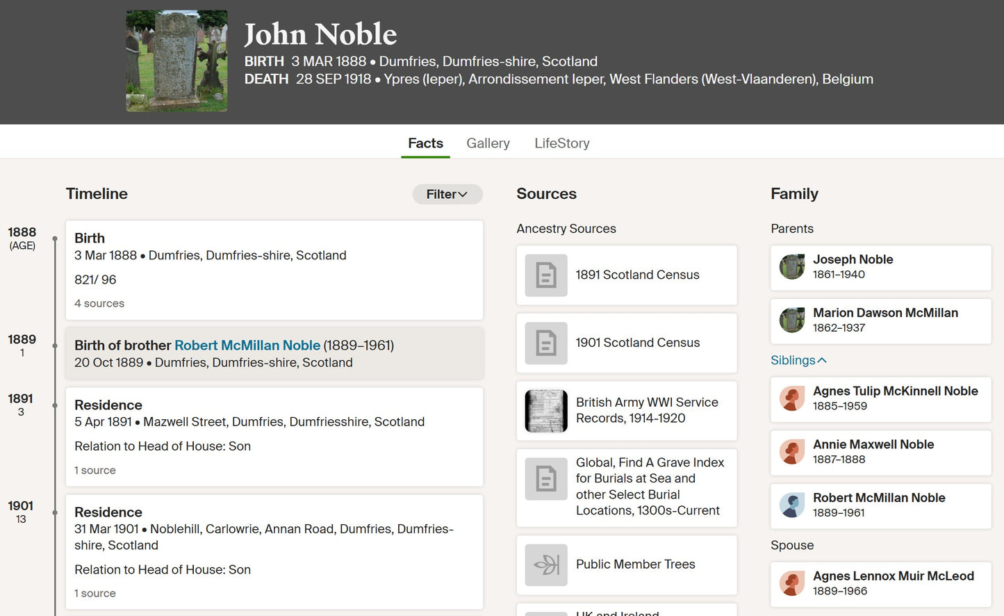 Cameron Highlanders - x2 Officers (Brothers) - British War Medal & Victory Medal - one KIA 1918 Ypres - From Dumfries