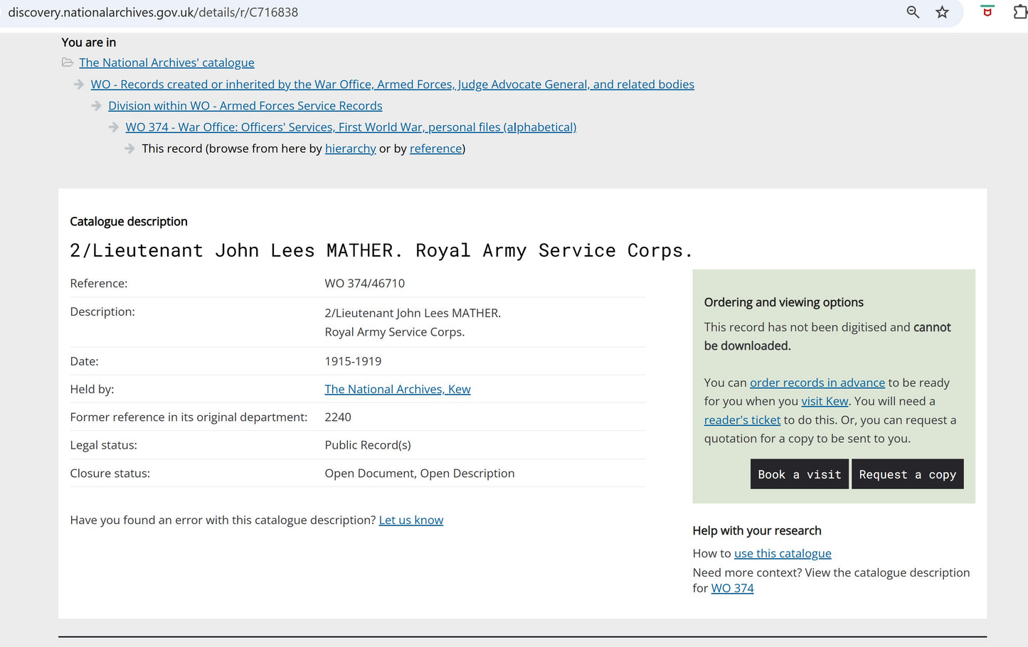 Army Service Corps Officer – 2nd Lieutenant J. L. Mather – WW1 Victory Medal - From Chorlton-cum-Hardy, Manchester