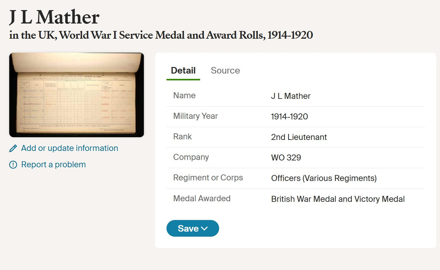 Army Service Corps Officer – 2nd Lieutenant J. L. Mather – WW1 Victory Medal - From Chorlton-cum-Hardy, Manchester