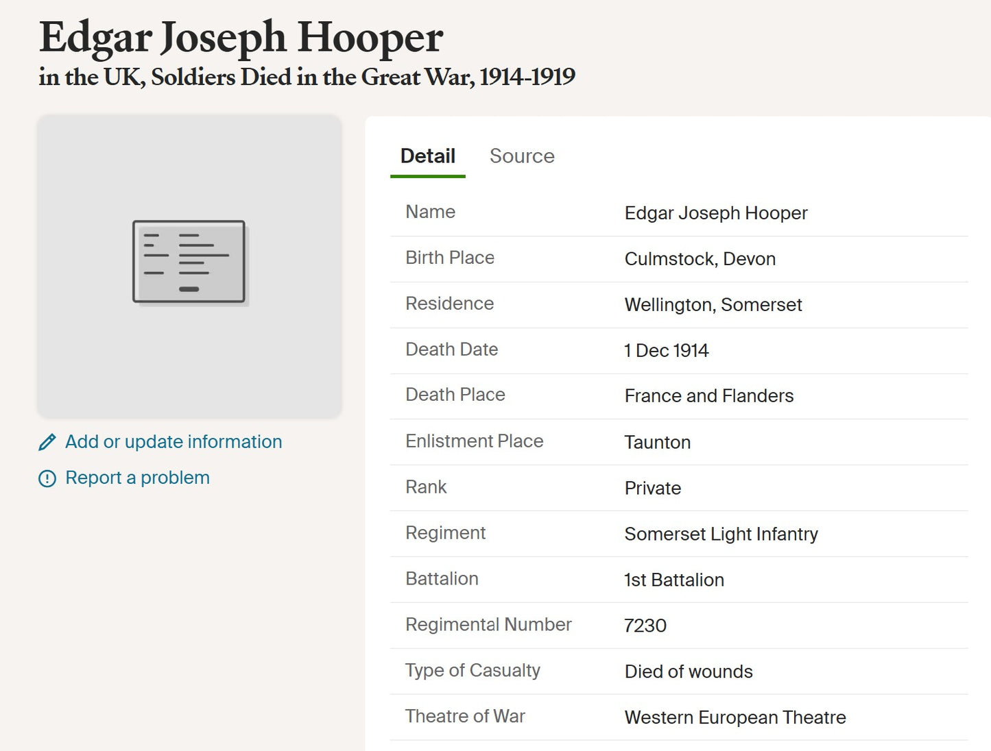 1st Bn. Somerset Light Infantry - Died of Wounds 1914 - WW1 Mons Star Medal Trio - From Culmstock Devon