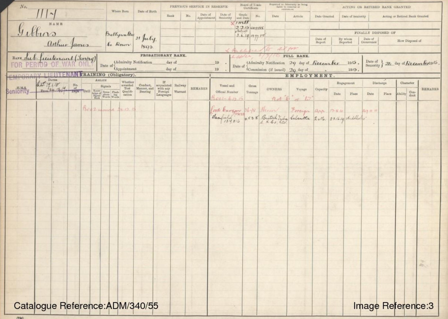 Royal Naval Reserve Officer - WW1 Victory Medal - From Ballywalter, Northern Ireland