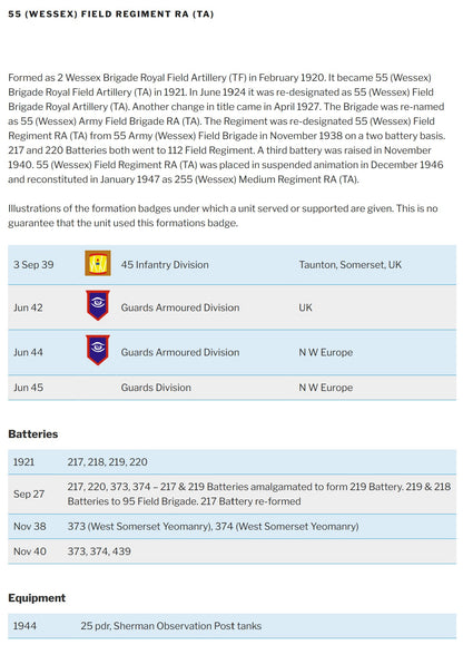 West Somerset Yeomanry 55th Field Regt (Wessex) Royal Artillery - WW2 Medal Group