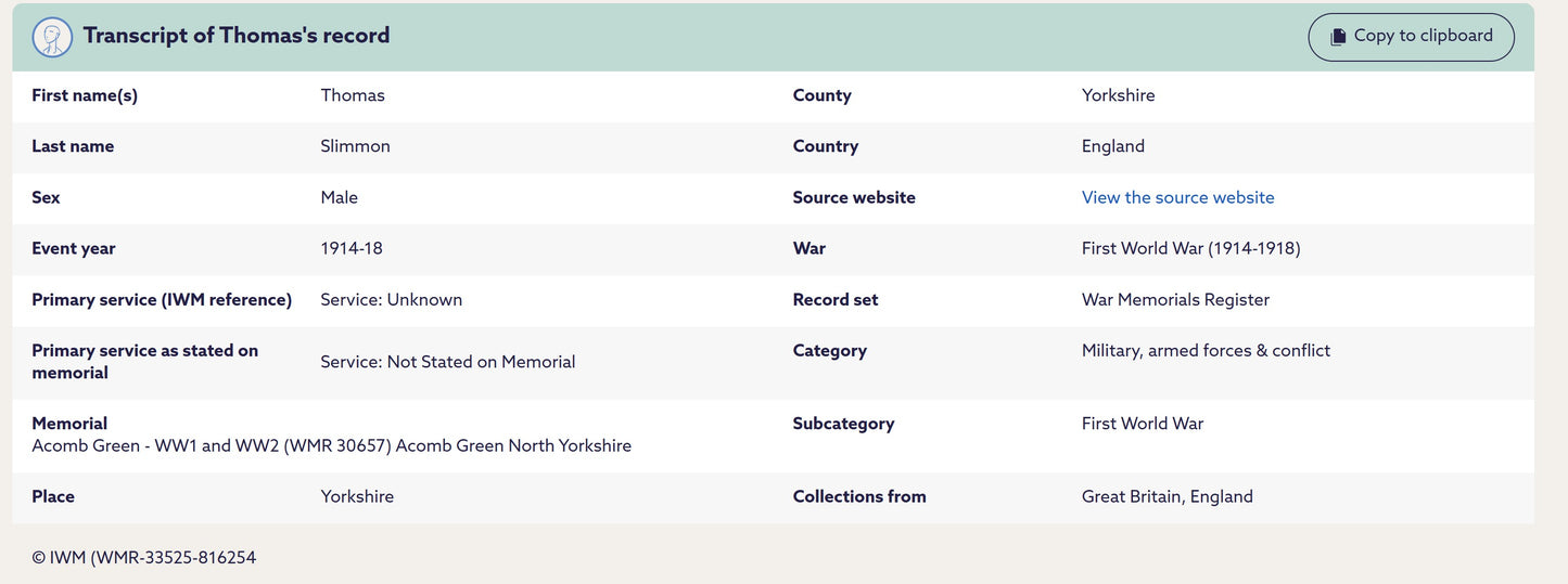 9th West Yorkshire Regiment - Company Sergeant-Major Killed in Action Gallipoli 1915 - Memorial Plaque