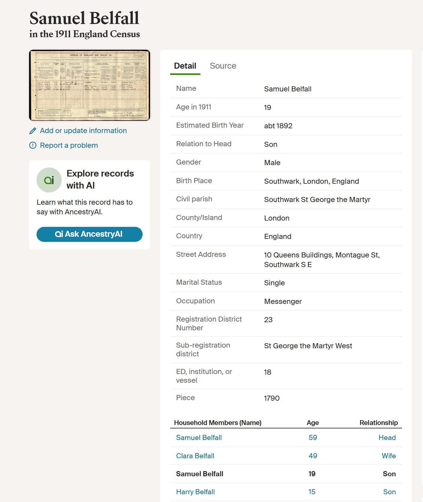 Rifle Brigade - Prisoner of War POW 1918 - British War Medal - From Southwark, London