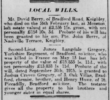 Yorkshire Regiment Officer - Killed in Action Ypres 1917 - Attd RE - WW1 Victory Medal - From Bradford