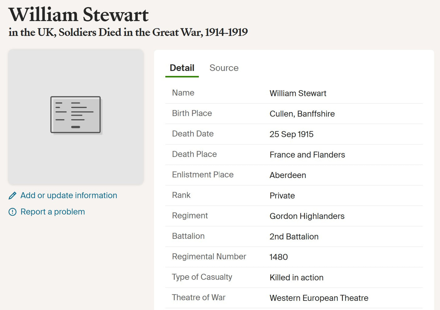 Gordon Highlanders - Killed in Action Battle of Loos Sept 1915 - WW1 Medal Trio - From Cullen, Banffshire