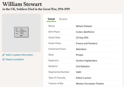Gordon Highlanders - Killed in Action Battle of Loos Sept 1915 - WW1 Medal Trio - From Cullen, Banffshire