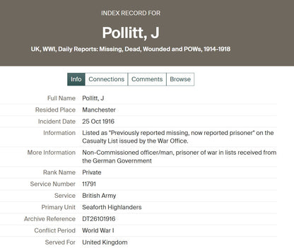 Seaforth Highlanders - POW Prisoner of War Delville Wood Somme 1916 - WW1 Medal Pair - Pendleton