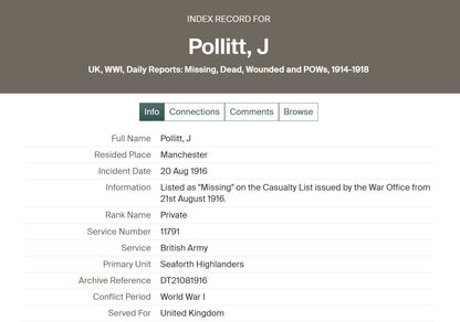 Seaforth Highlanders - POW Prisoner of War Delville Wood Somme 1916 - WW1 Medal Pair - Pendleton