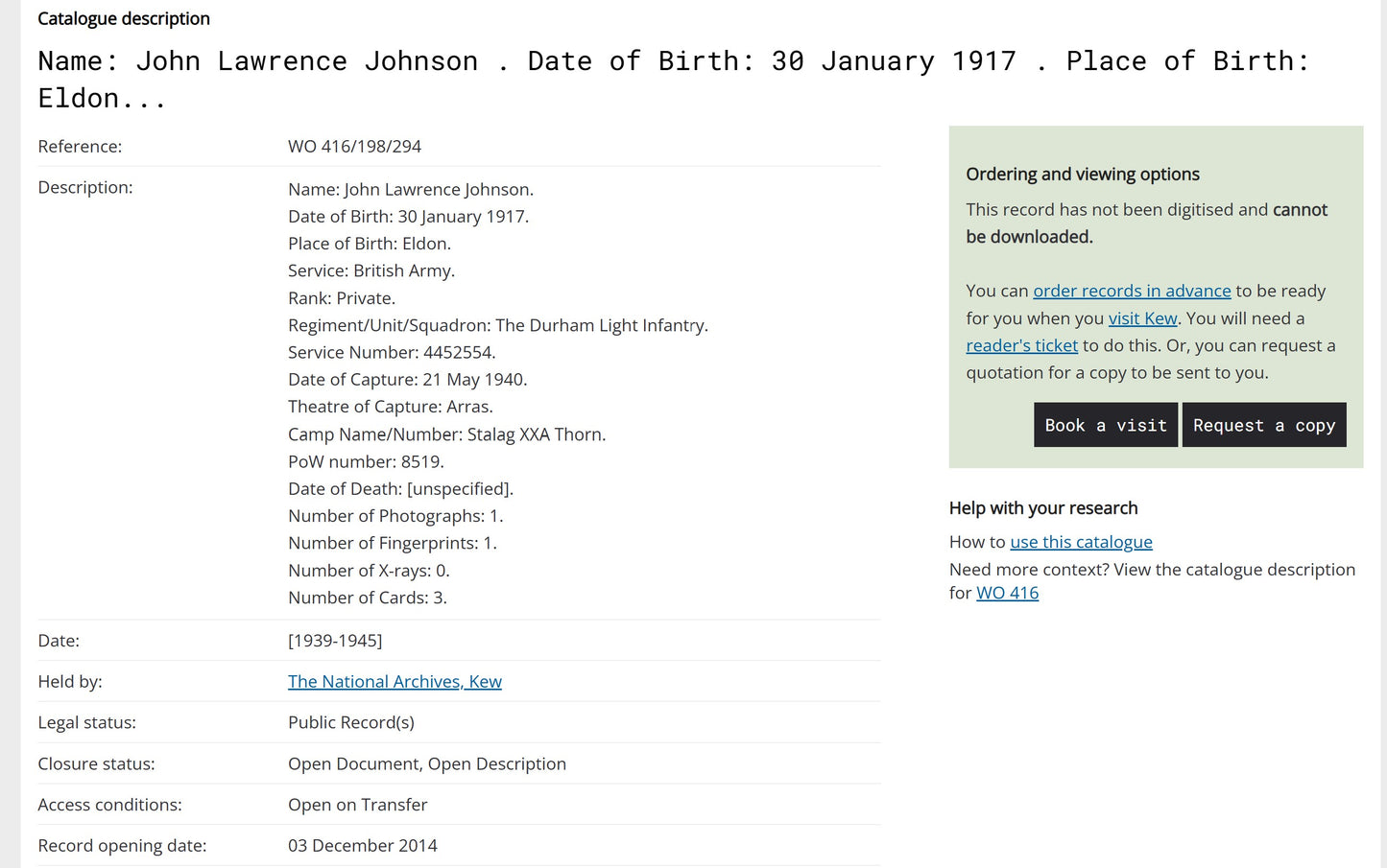 Durham Light Infantry Prisoner of War 1940 POW British WW2 Medal Group Co Durham