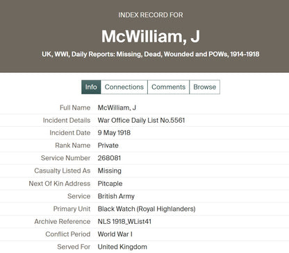 Black Watch (Royal Highlanders) - Killed in Action March 1918 - WW1 Medal Pair Memorial Plaque - From Pitcapel, Aberdeenshire