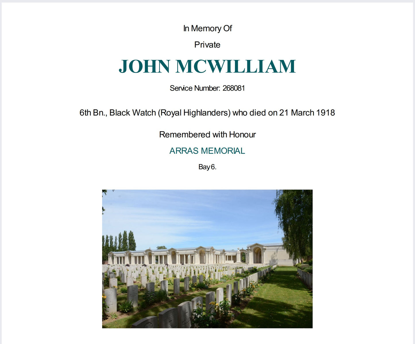 Black Watch (Royal Highlanders) - Killed in Action March 1918 - WW1 Medal Pair Memorial Plaque - From Pitcapel, Aberdeenshire