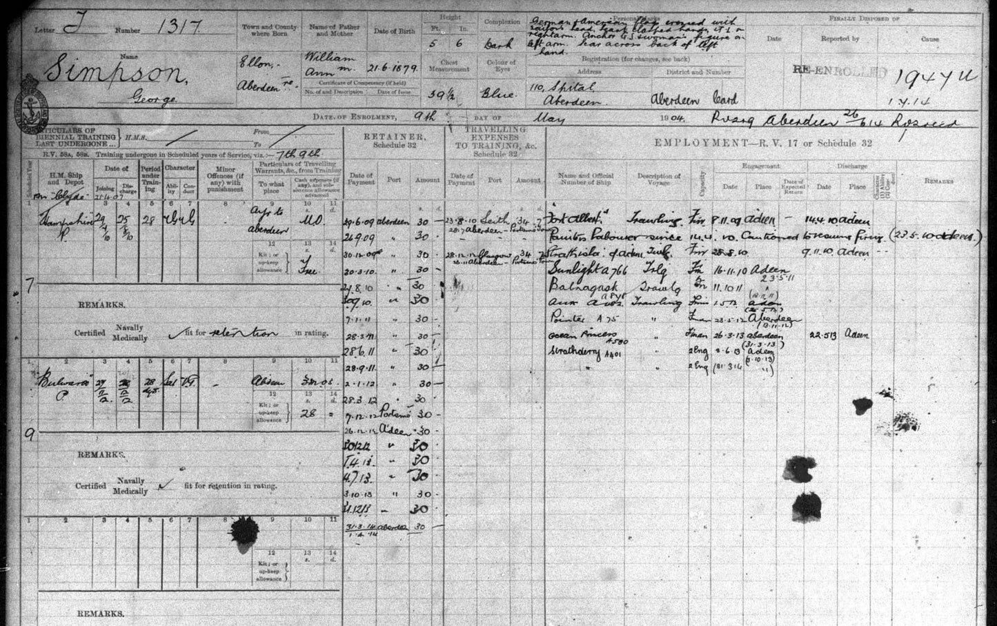 Black Watch (Royal Highlanders) - Killed in Action H.M.S. Goliath Gallipoli 1915 RN - Boer War Queen's South Africa Medal - From Ellon, Aberdeenshire