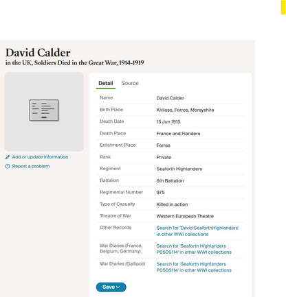 6th Bn. Seaforth Highlanders - Killed in Action Festubert 1915 - WW1 Medals - From Dyke, Forres, Morayshire