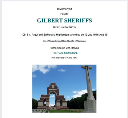 Argyll & Sutherland Highlanders - Killed in Action Somme 1916 Delville Wood - WW1 Medal Trio - From Aberdeen,