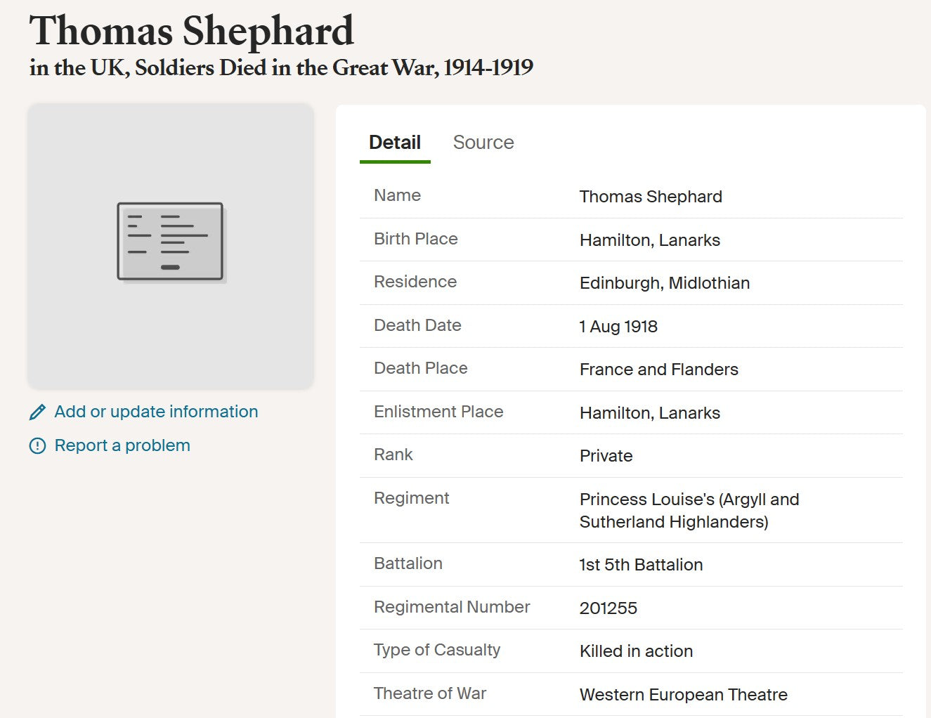 Argyll & Sutherland Highlanders - Killed in Action 1918 - WW1 Medal Pair - From Hamilton