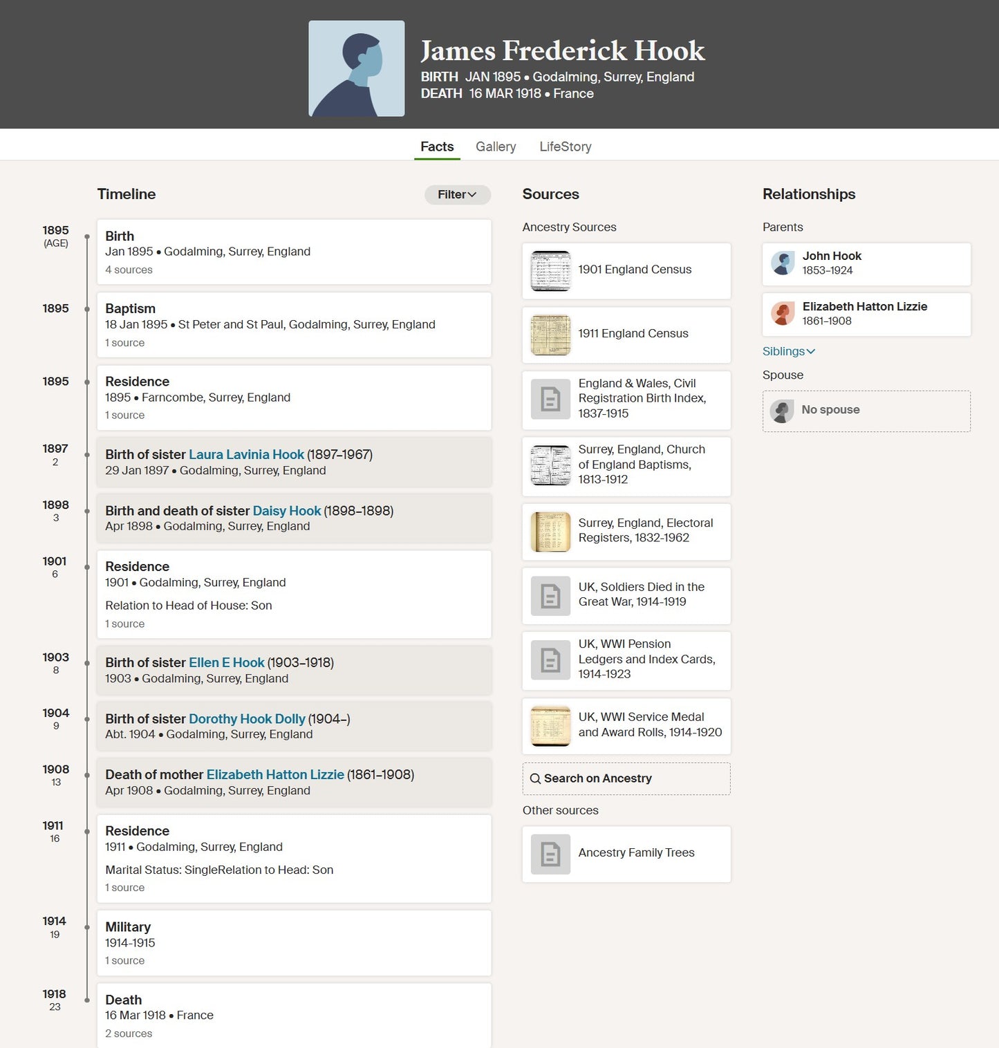 Queen's Royal West Surrey Regiment - Died of Wounds 1918 - WW1 Medal Trio & Memorial Plaque - From Godalming, Surrey