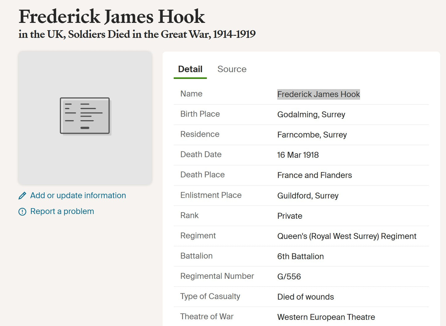 Queen's Royal West Surrey Regiment - Died of Wounds 1918 - WW1 Medal Trio & Memorial Plaque - From Godalming, Surrey
