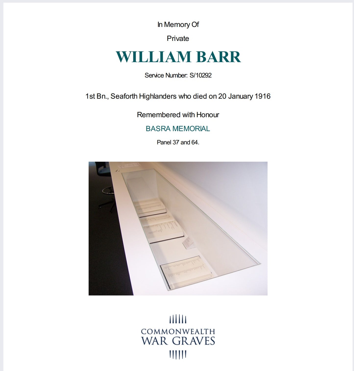 Seaforth Highlanders - Killed in Action Persian Gulf 1916 - WW1 Medal 1914-15 Star - From, Lanark