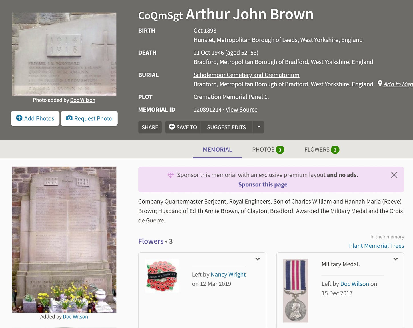 455th (1st West Riding) Field Company, Royal Engineers - WW1 Military Medal Group French Croix de Guerre - WW2 Service Died in Service 1946 - Saltaire