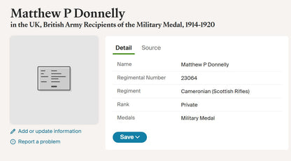 Scottish Rifles (Cameronians) - WW1 Military Medal Gallantry Group - From Paisley - Possibly POW