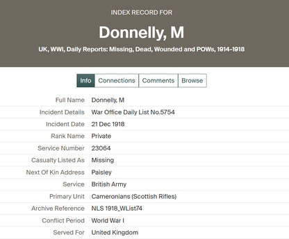 Scottish Rifles (Cameronians) - WW1 Military Medal Gallantry Group - From Paisley - Possibly POW